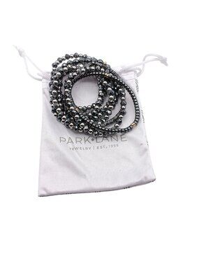 Park Lane Denali Beaded Stretch Bracelet Set In Silver & Hematite With Gold Acce
